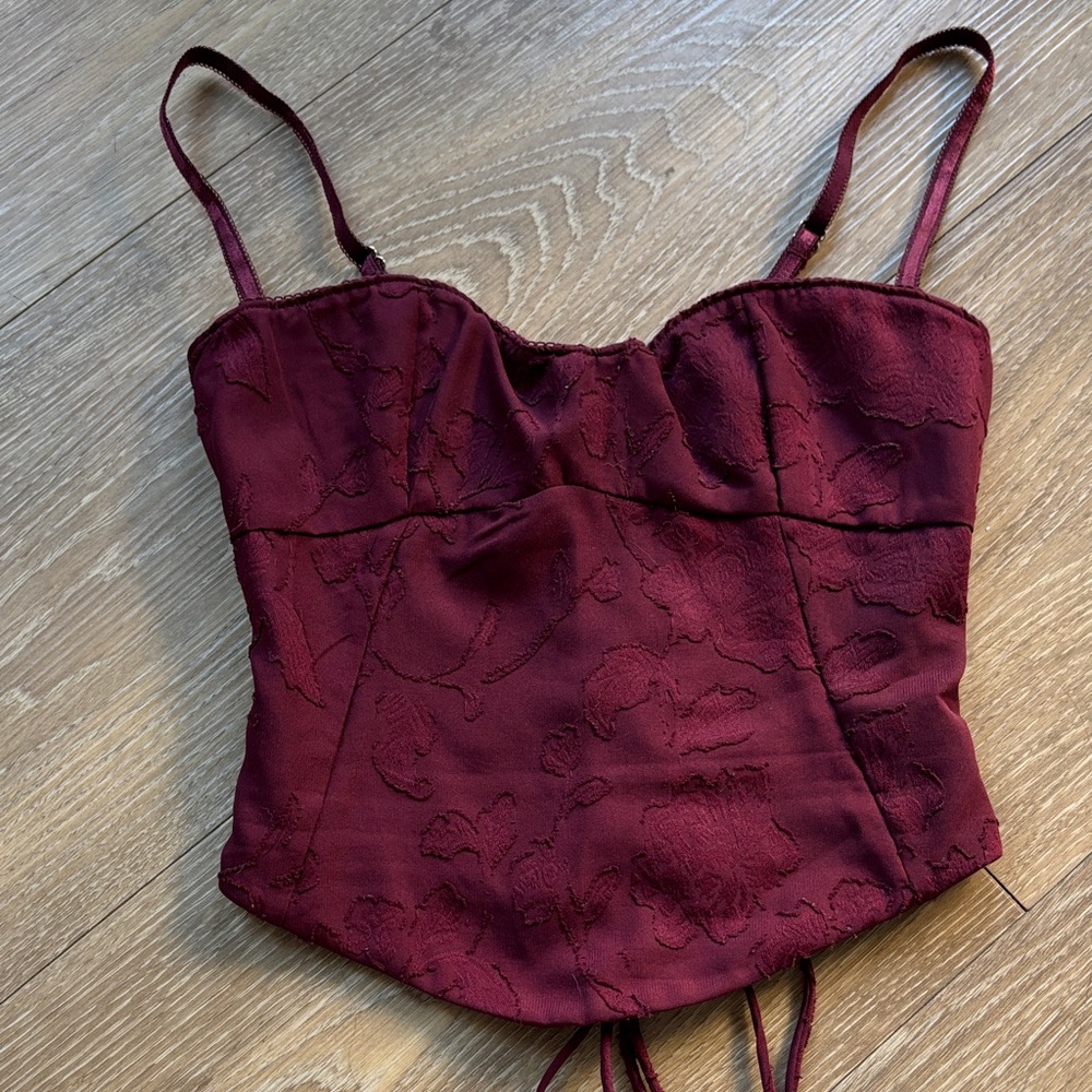 White fox - maroon corset tank Adjustable straps